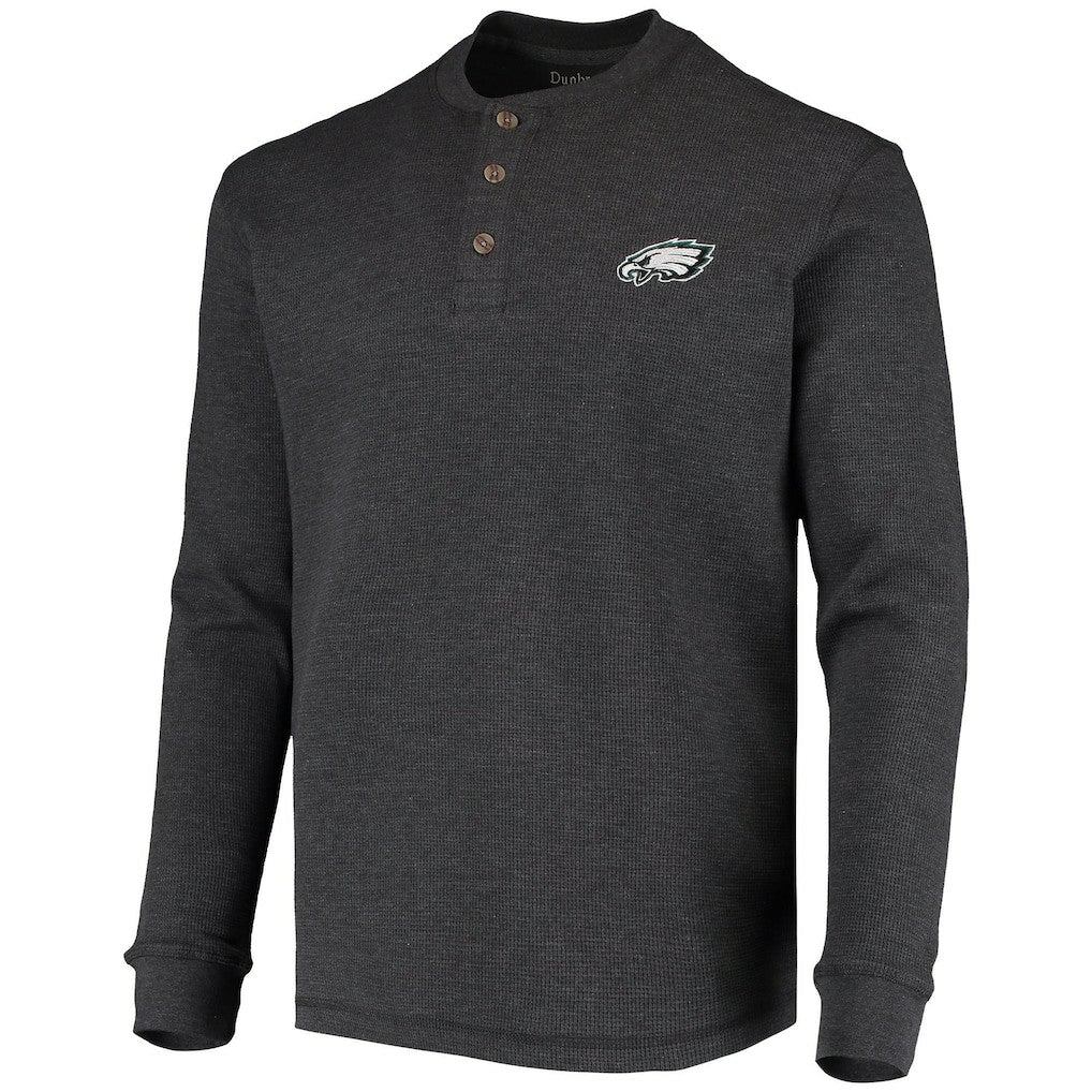 Philadelphia Eagles Dunbrooke Logo Maverick Thermal Henley Long Sleeve T-Shirt Charcoal - NFL