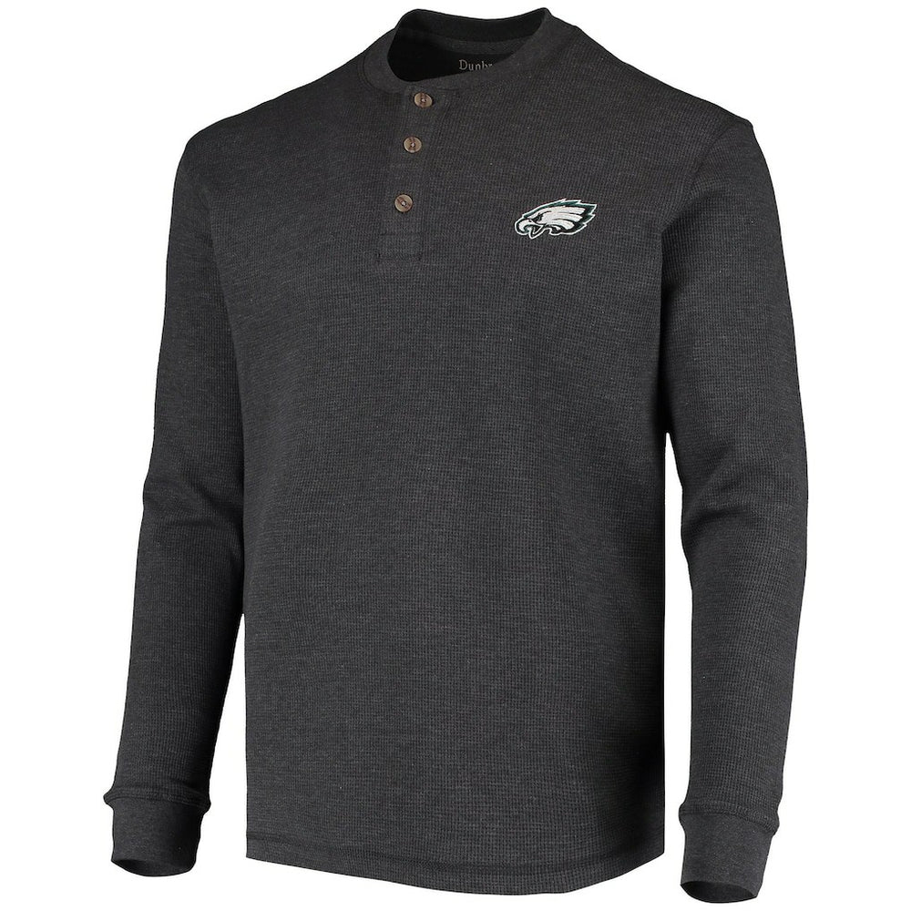 Philadelphia Eagles Dunbrooke Logo Maverick Thermal Henley Long Sleeve T-Shirt Charcoal - NFL