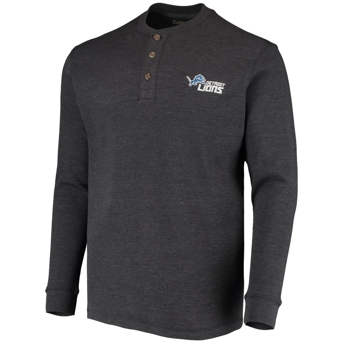 Detroit Lions Dunbrooke Logo Maverick Thermal Henley Long Sleeve T-Shirt Charcoal - NFL
