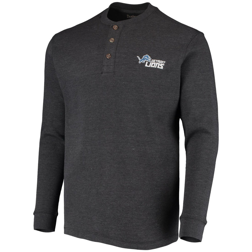 Detroit Lions Dunbrooke Logo Maverick Thermal Henley Long Sleeve T-Shirt Charcoal - NFL