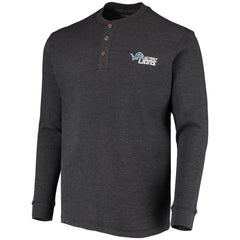 Detroit Lions Dunbrooke Logo Maverick Thermal Henley Long Sleeve T-Shirt Charcoal - NFL