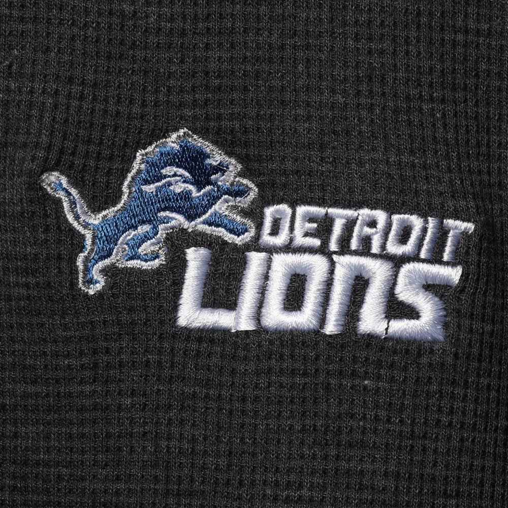 Detroit Lions Dunbrooke Logo Maverick Thermal Henley Long Sleeve T-Shirt Charcoal - NFL