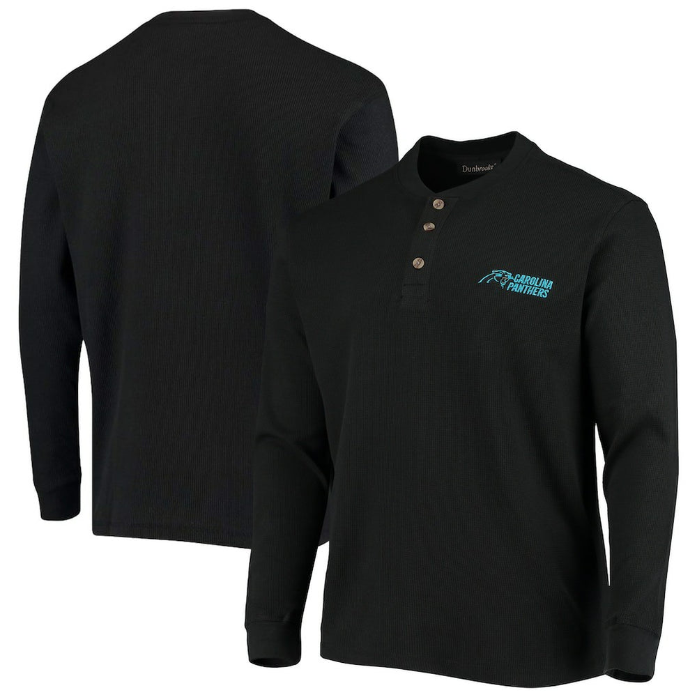 Carolina Panthers Dunbrooke Logo Maverick Thermal Henley Long Sleeve T-Shirt Black - NFL