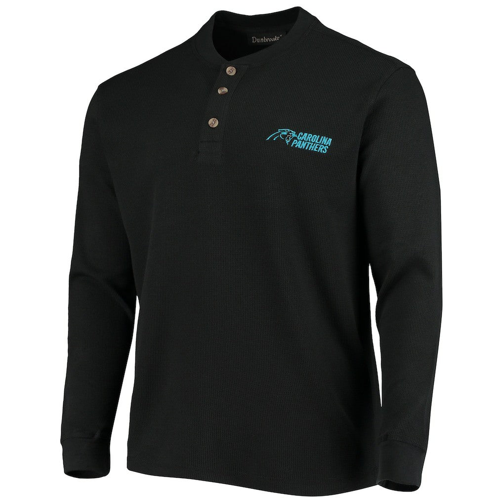 Carolina Panthers Dunbrooke Logo Maverick Thermal Henley Long Sleeve T-Shirt Black - NFL