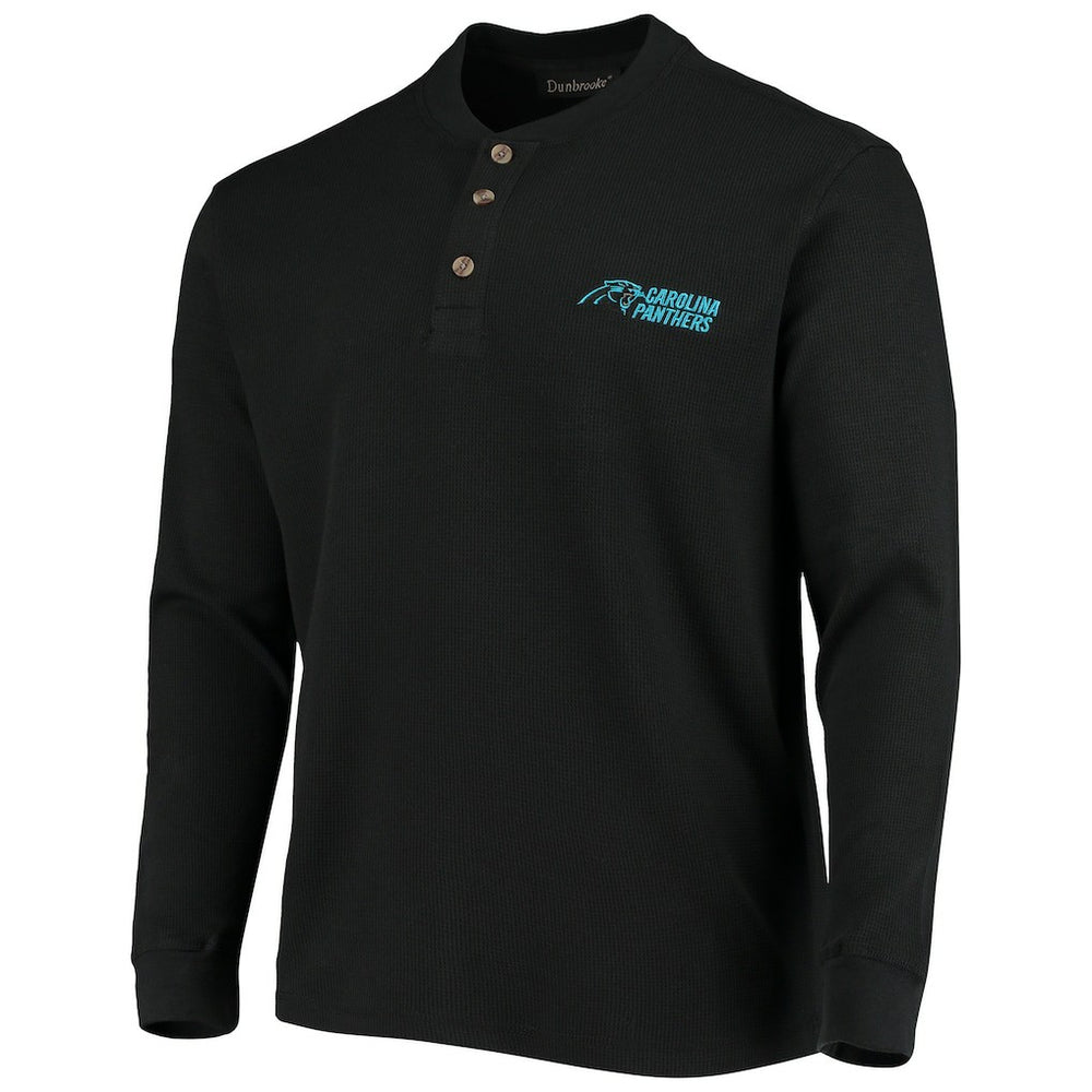 Carolina Panthers Dunbrooke Logo Maverick Thermal Henley Long Sleeve T-Shirt Black - NFL