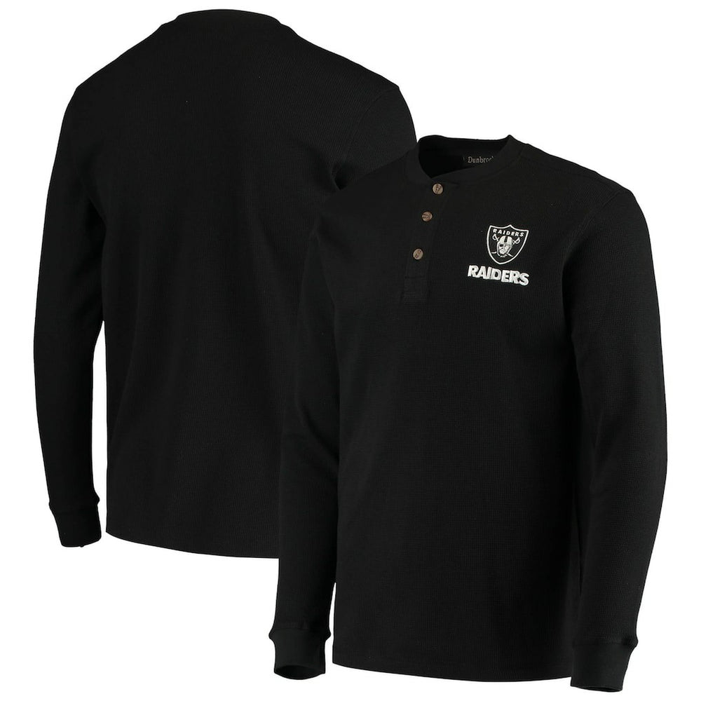 Las Vegas Raiders Dunbrooke Logo Maverick Thermal Henley Long Sleeve T-Shirt Black - NFL
