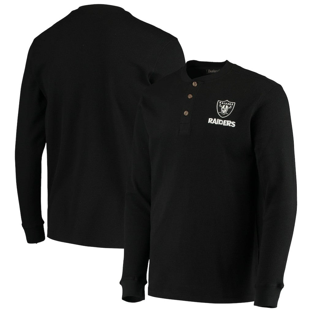 Las Vegas Raiders Dunbrooke Logo Maverick Thermal Henley Long Sleeve T-Shirt Black - NFL