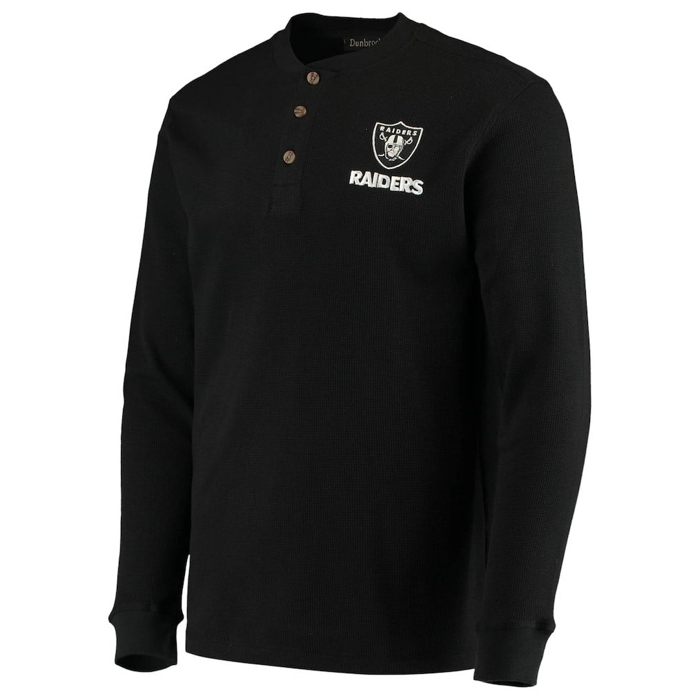 Las Vegas Raiders Dunbrooke Logo Maverick Thermal Henley Long Sleeve T-Shirt Black - NFL