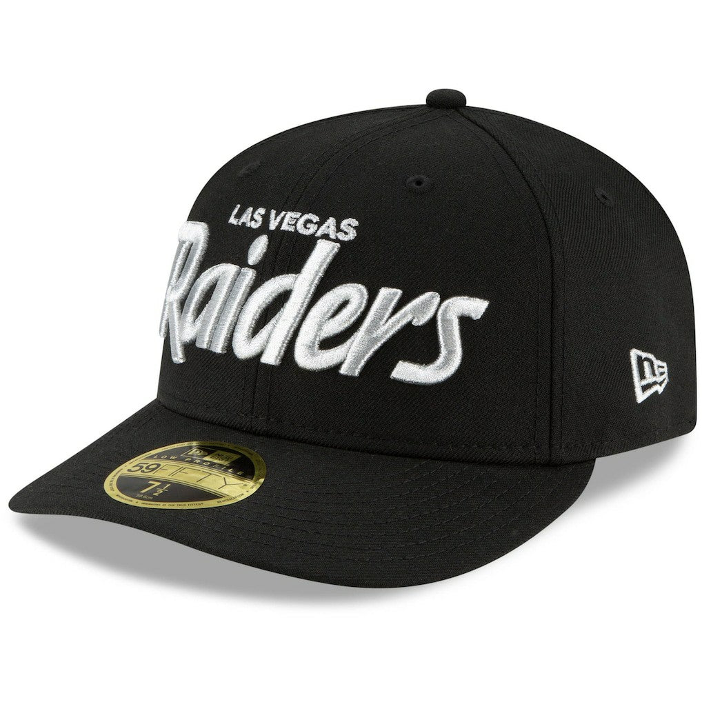 Las Vegas Raiders New Era Omaha Script Low Profile 59FIFTY Fitted Hat Black - NFL