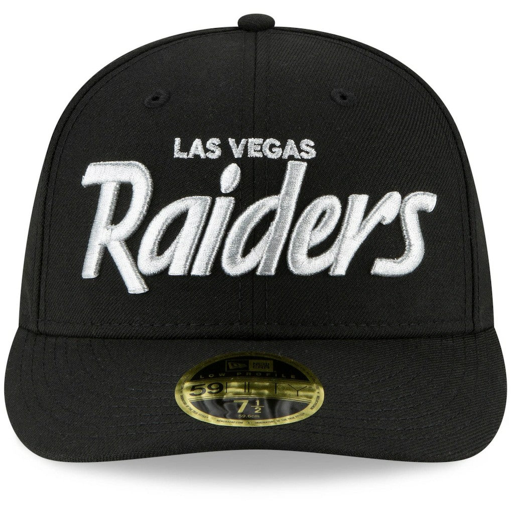 Las Vegas Raiders New Era Omaha Script Low Profile 59FIFTY Fitted Hat Black - NFL