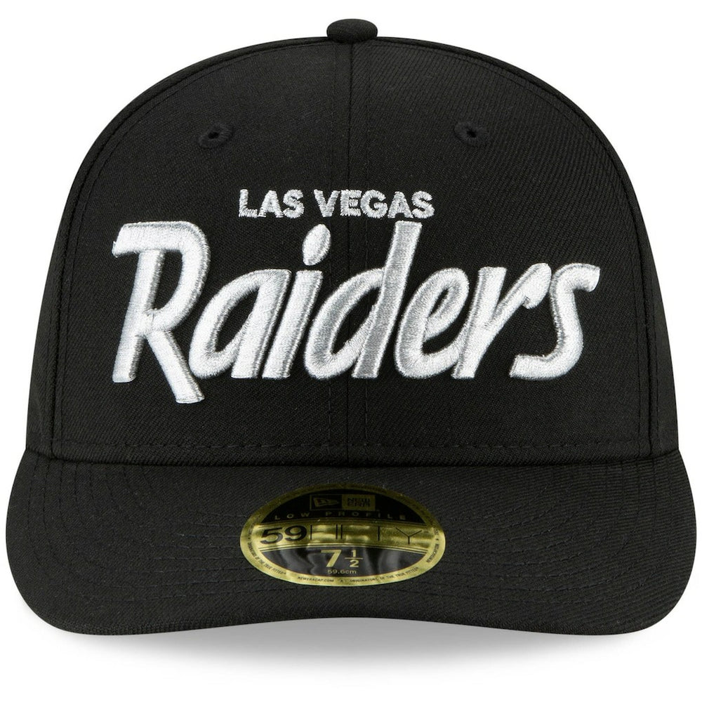 Las Vegas Raiders New Era Omaha Script Low Profile 59FIFTY Fitted Hat Black - NFL