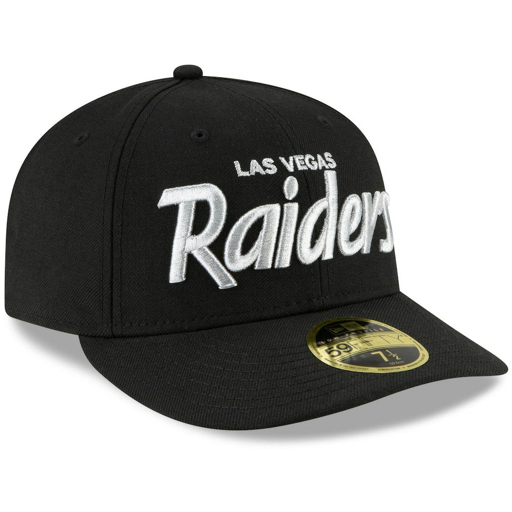Las Vegas Raiders New Era Omaha Script Low Profile 59FIFTY Fitted Hat Black - NFL