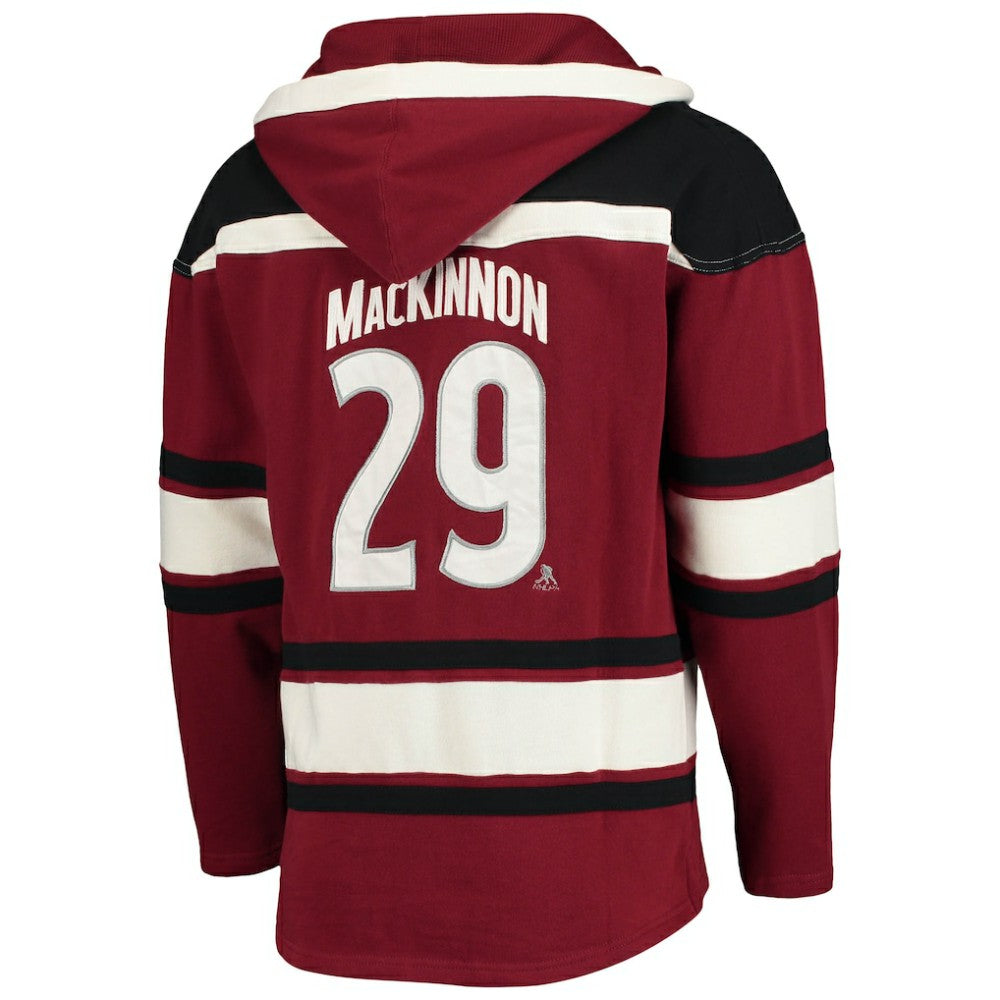 Nathan MacKinnon Colorado Avalanche - '47 Player Name & Number Lacer Pullover Hoodie Burgundy
