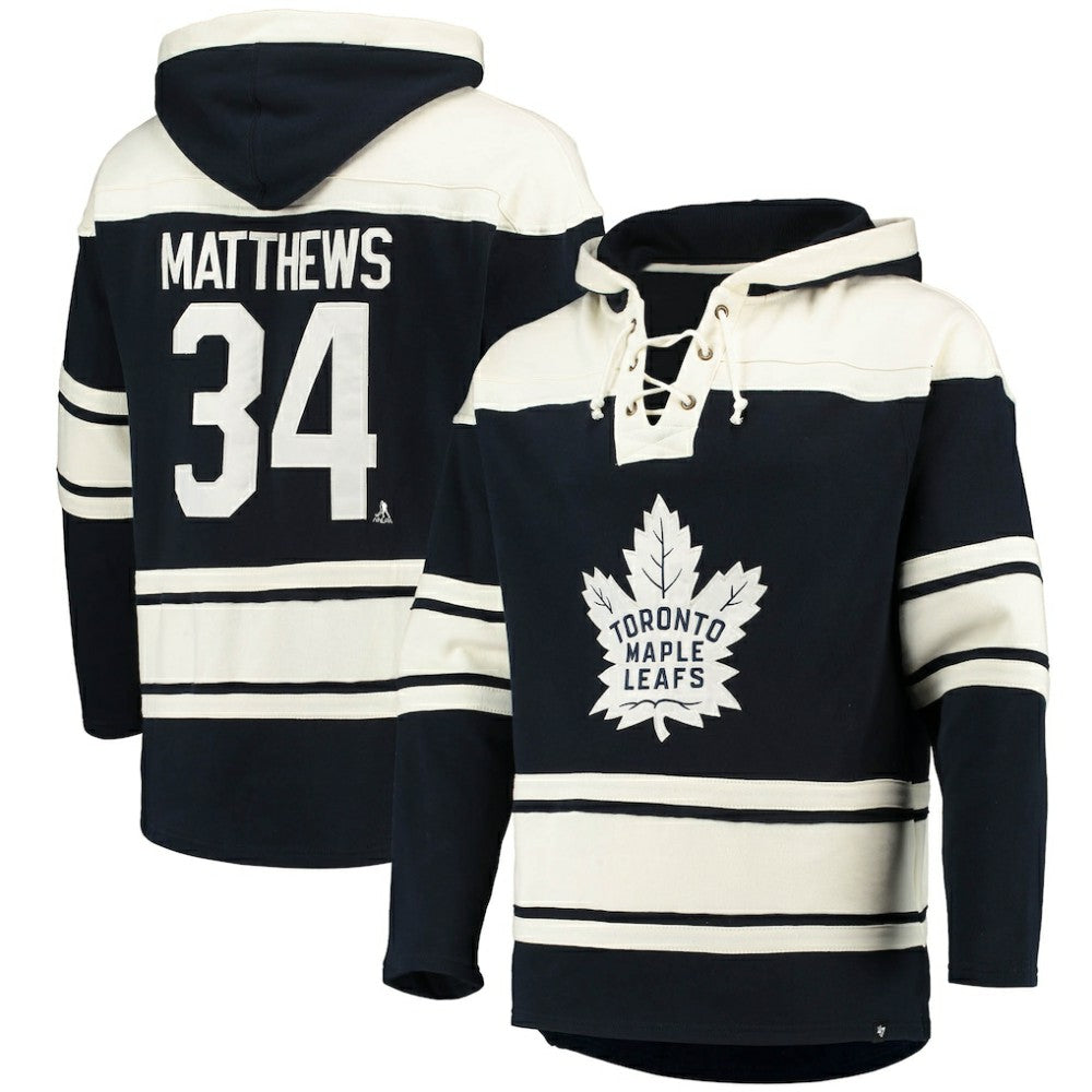 Auston Matthews Toronto Maple Leafs - '47 Player Name & Number Lacer Pullover Hoodie Blue