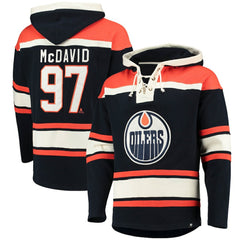 Connor McDavid Edmonton Oilers - '47 Player Name & Number Lacer Pullover Hoodie Navy