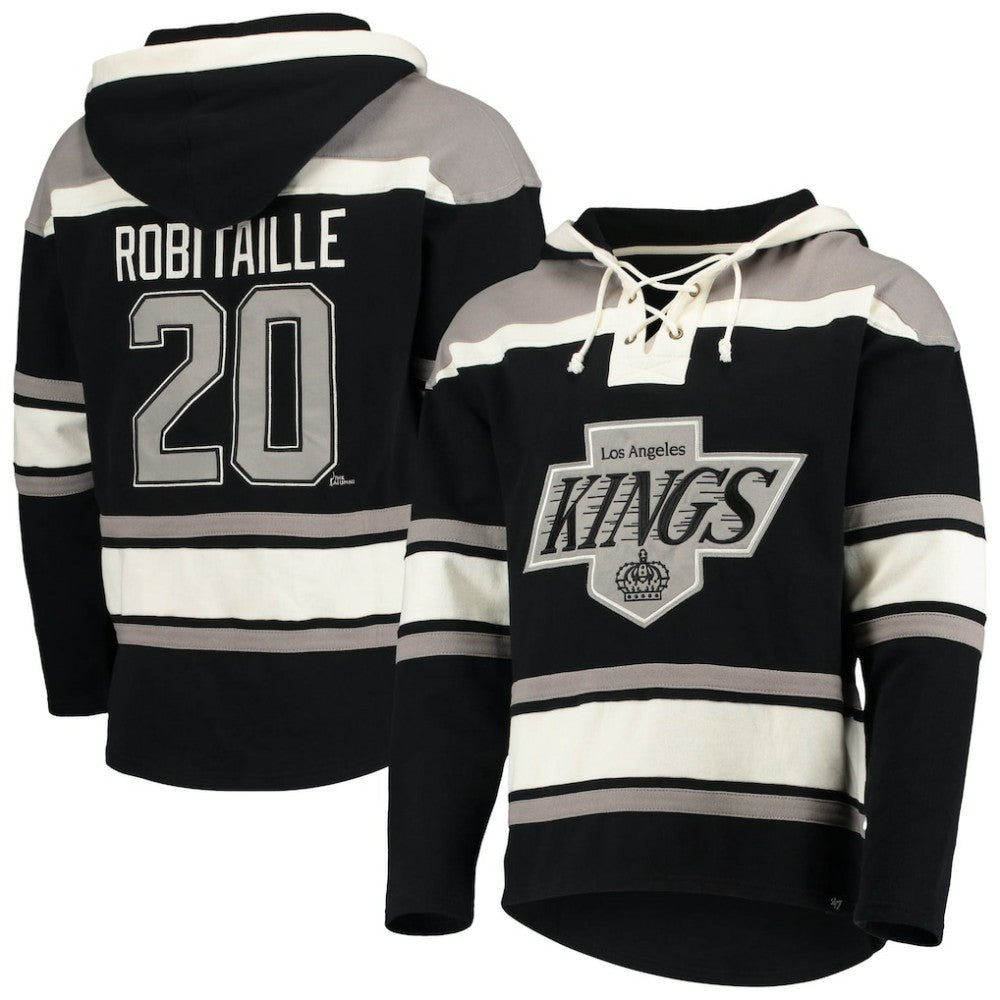 Luc Robitaille Los Angeles Kings - '47 Retired Player Name & Number Lacer Pullover Hoodie Black