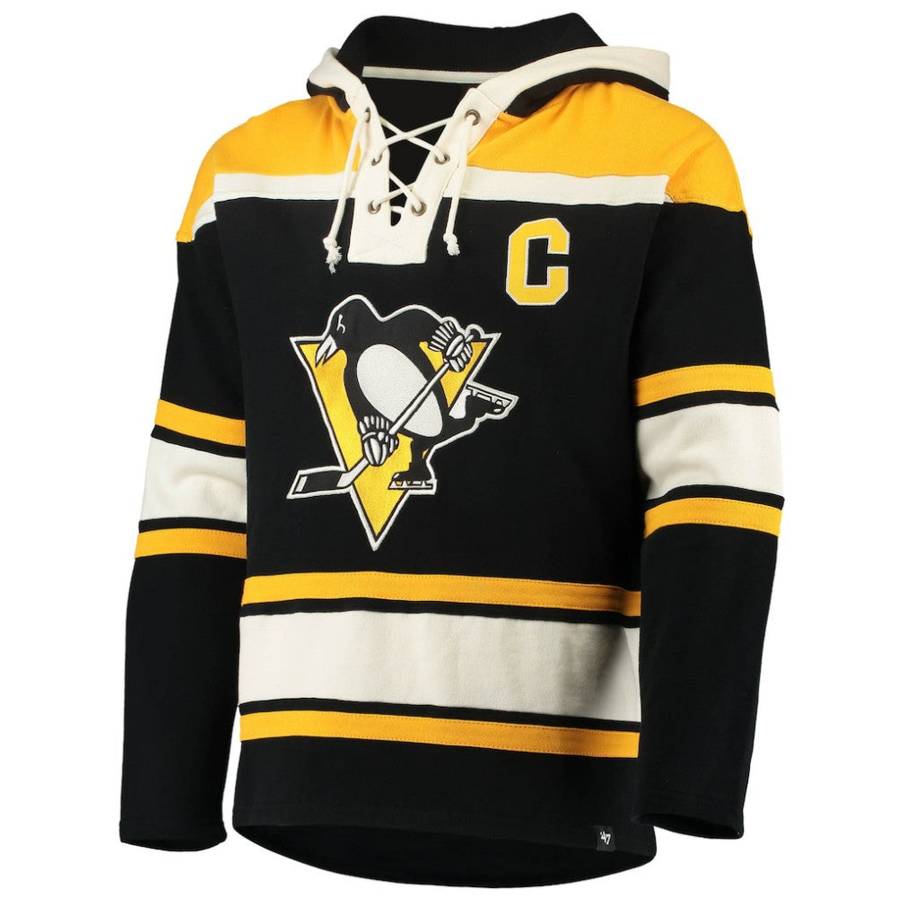 Mario Lemieux Pittsburgh Penguins '47 Retired Player Name & Number Lacer Pullover Hoodie Black