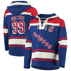 Wayne Gretzky New York Rangers '47 Retired Player Name & Number Lacer Pullover Hoodie Blue