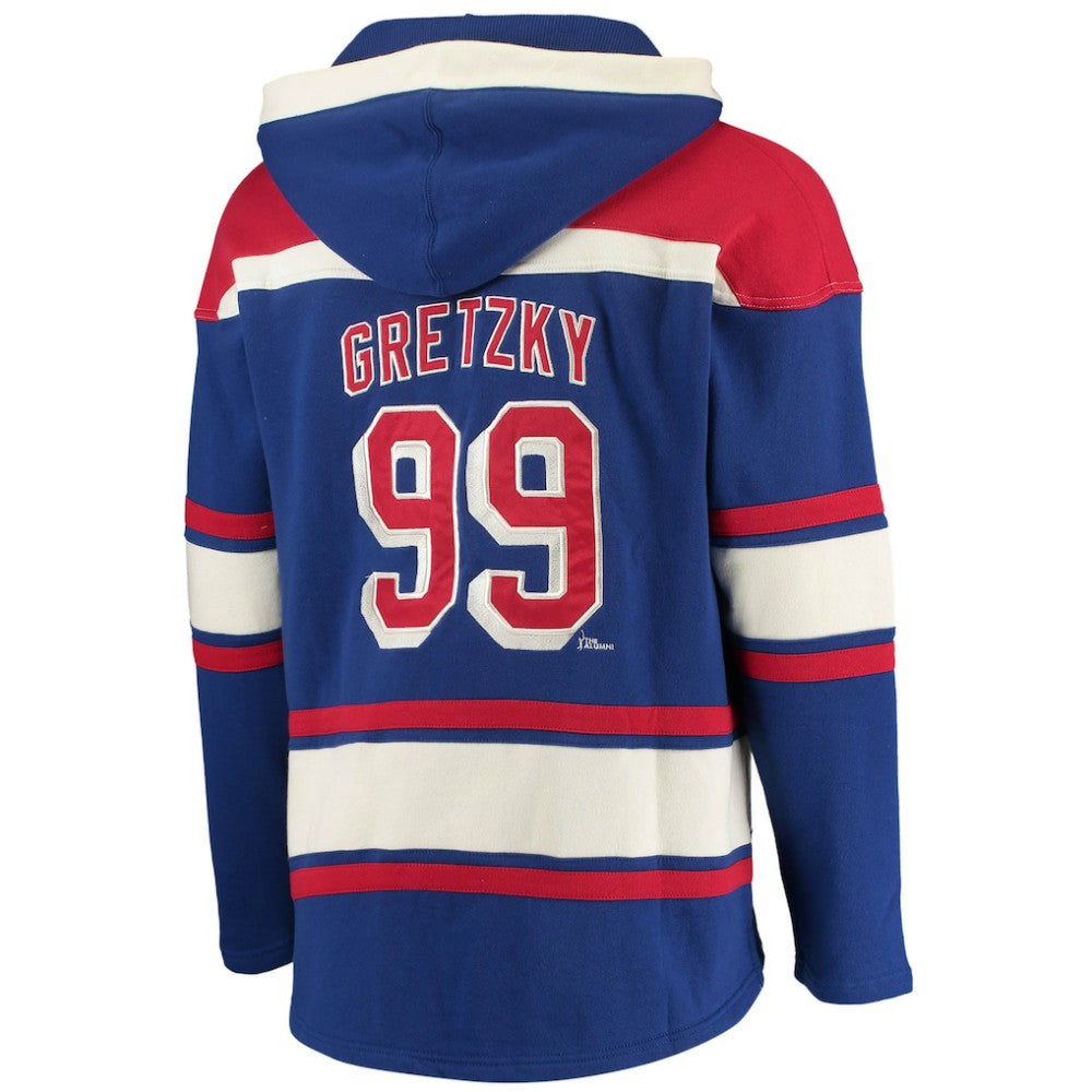 Wayne Gretzky New York Rangers '47 Retired Player Name & Number Lacer Pullover Hoodie Blue