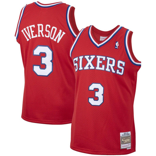 Allen Iverson Philadelphia 76ers 2002/03 Hardwood Classics Swingman Jersey - Red | NBA Jerseys