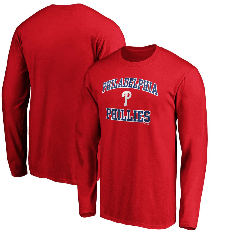 Men's Red Philadelphia Phillies Team Heart & Soul Long Sleeve T-Shirt Clearance
