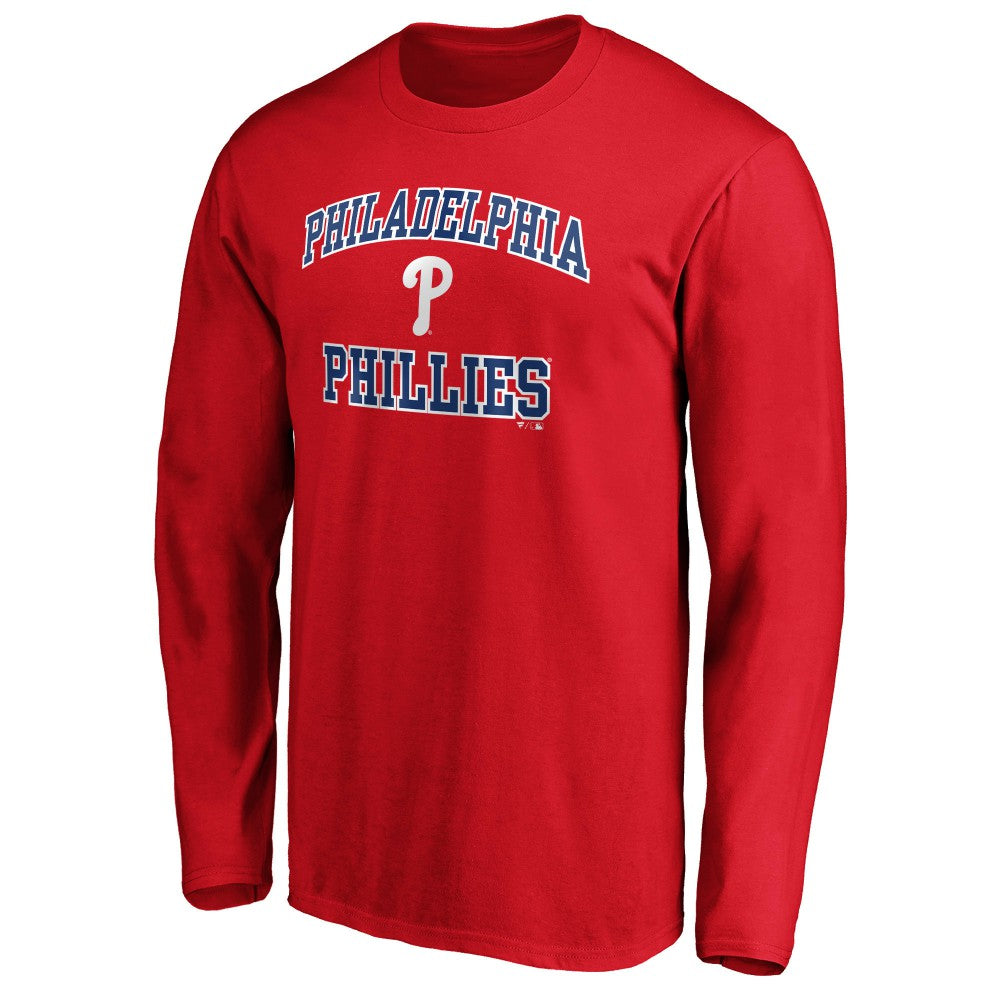 Men's Red Philadelphia Phillies Team Heart & Soul Long Sleeve T-Shirt Clearance