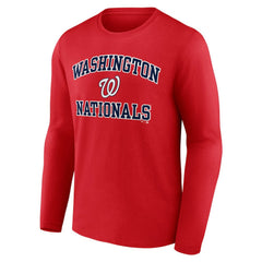 Men's Red Washington Nationals Team Heart & Soul Long Sleeve T-Shirt Lifestyle