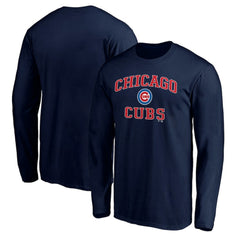 Men's Navy Chicago Cubs Team Heart & Soul Long Sleeve T-Shirt Clearance