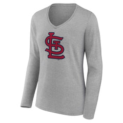 St. Louis Cardinals Women's Core Official Logo Long Sleeve V-Neck T-Shirt Online