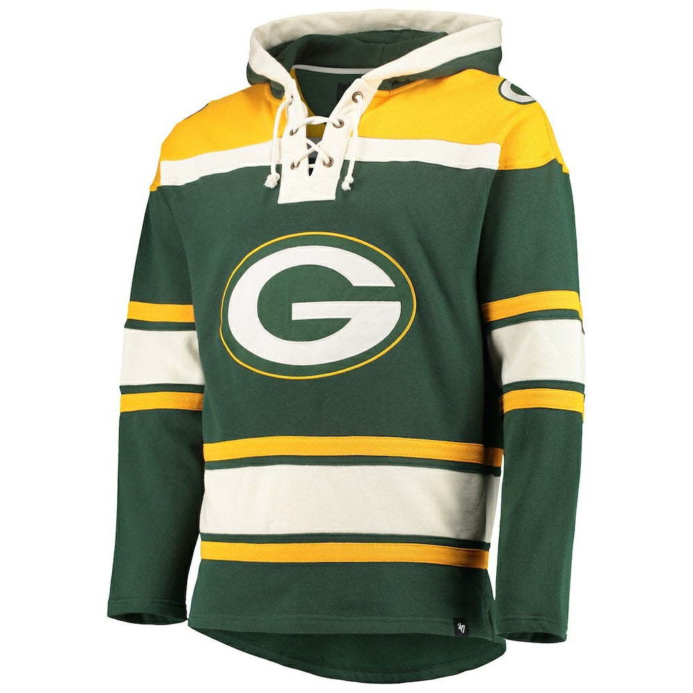 Green Bay Packers '47 Lacer V-Neck Pullover Hoodie Green/Gold - 47 brand