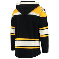 Pittsburgh Steelers '47 Lacer V-Neck Pullover Hoodie Black/Gold - 47 brand