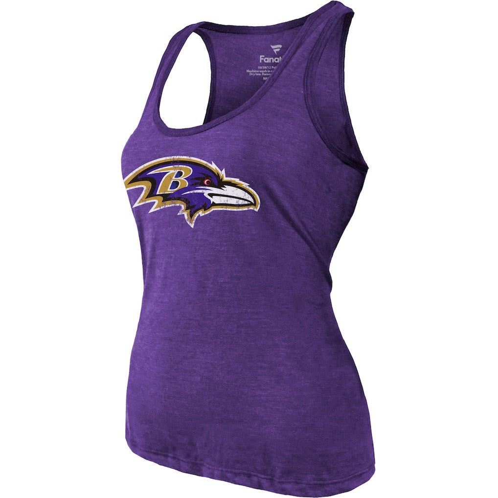 Lamar Jackson Baltimore Ravens Majestic Threads Women's Name & Number Tri-Blend Tank Top Heathered Purple - NFL