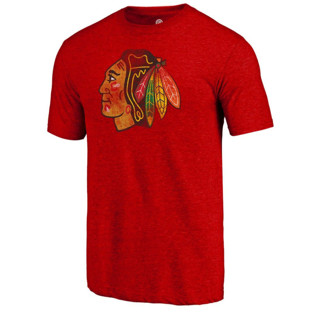 Chicago Blackhawks Distressed Tri-Blend T-Shirt Red