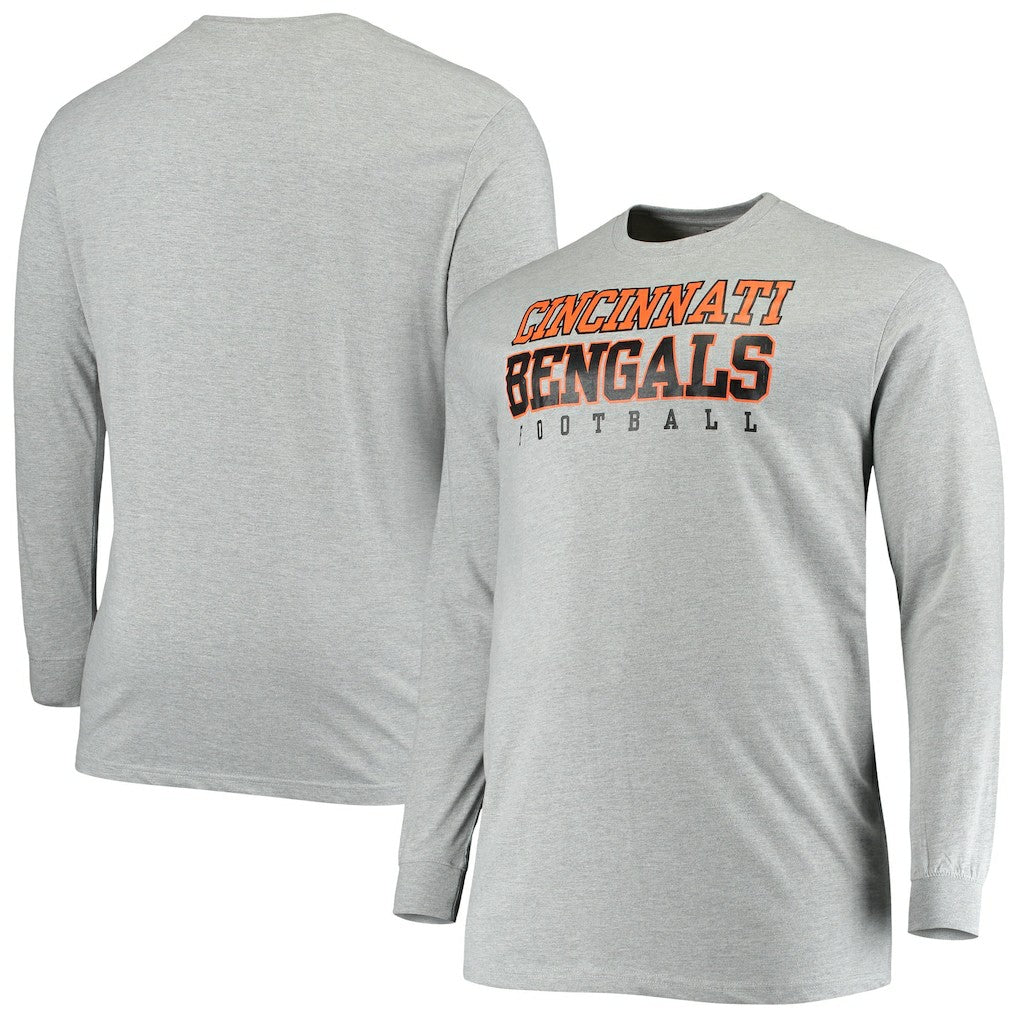 Cincinnati Bengals Big & Tall Practice Long Sleeve T-Shirt Heathered Gray - Fanatics
