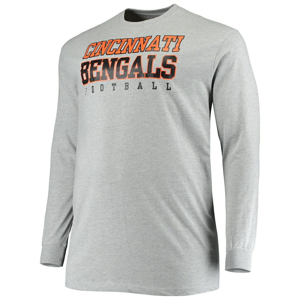 Cincinnati Bengals Big & Tall Practice Long Sleeve T-Shirt Heathered Gray - Fanatics