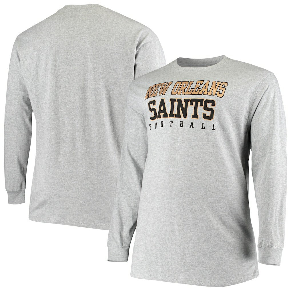 New Orleans Saints Big & Tall Practice Long Sleeve T-Shirt Heathered Gray - Fanatics