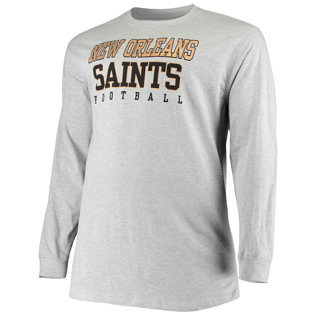 New Orleans Saints Big & Tall Practice Long Sleeve T-Shirt Heathered Gray - Fanatics
