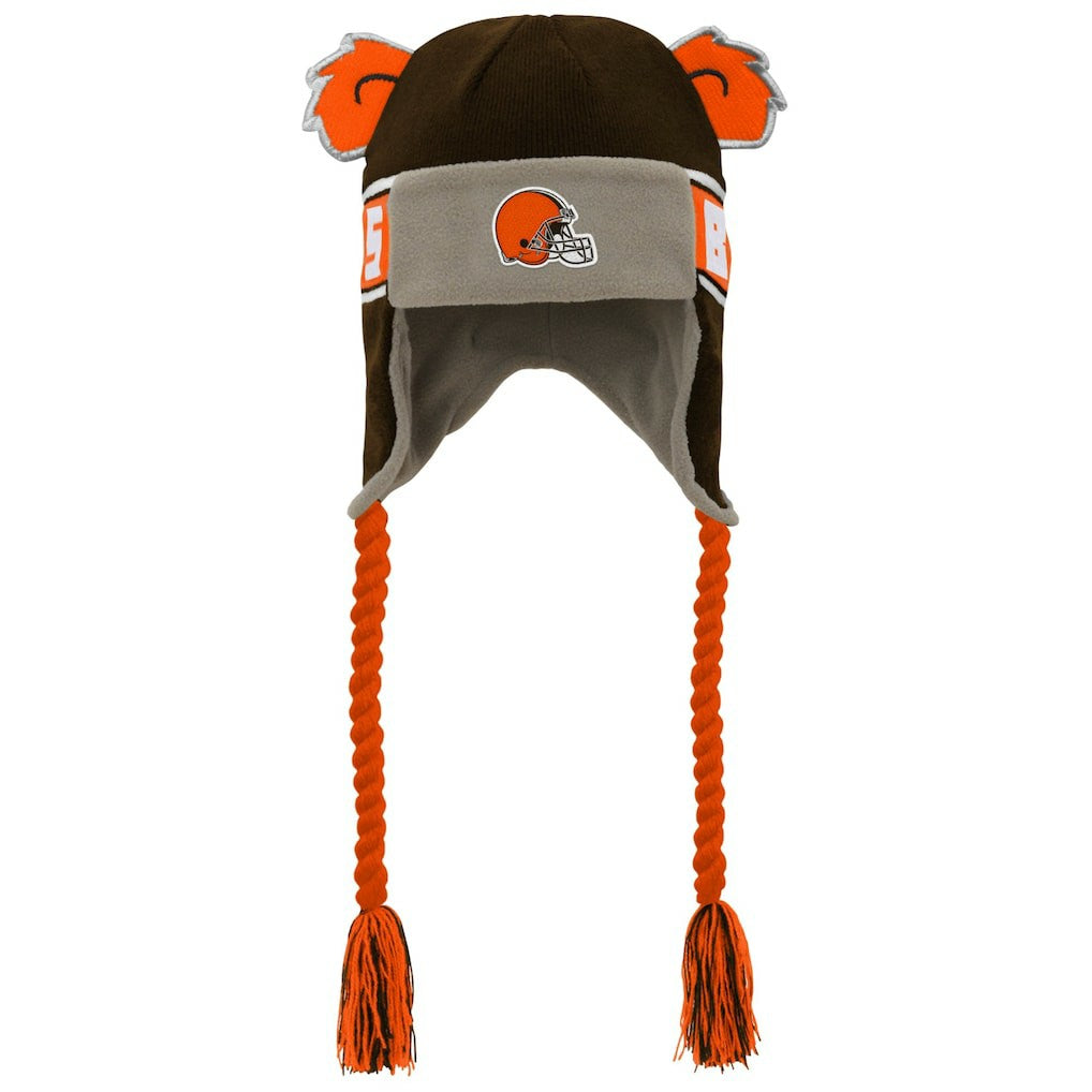 Cleveland Browns Preschool Wordmark Ears Trooper Knit Hat Brown - NFL