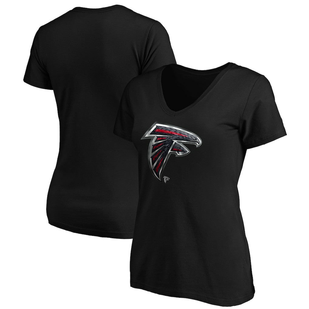 Atlanta Falcons Women's Midnight Mascot Logo V-Neck T-Shirt Black - NFL