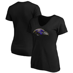 Baltimore Ravens Women's Midnight Mascot Logo V-Neck T-Shirt Black - NFL