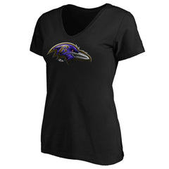 Baltimore Ravens Women's Midnight Mascot Logo V-Neck T-Shirt Black - NFL