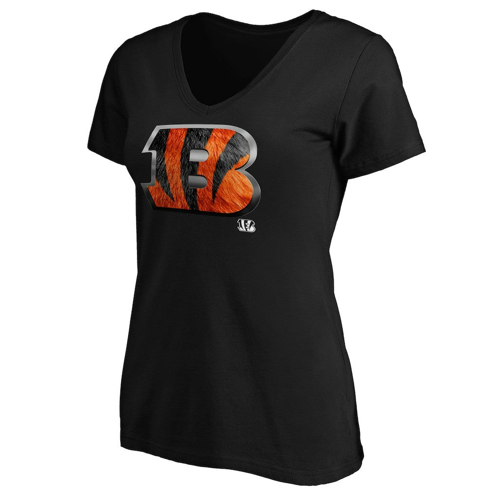 Cincinnati Bengals Women's Midnight Mascot Logo V-Neck T-Shirt Black - NFL