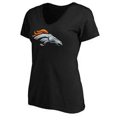 Denver Broncos Women's Midnight Mascot Logo V-Neck T-Shirt Black - NFL