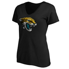 Jacksonville Jaguars Women's Midnight Mascot Logo V-Neck T-Shirt Black - NFL