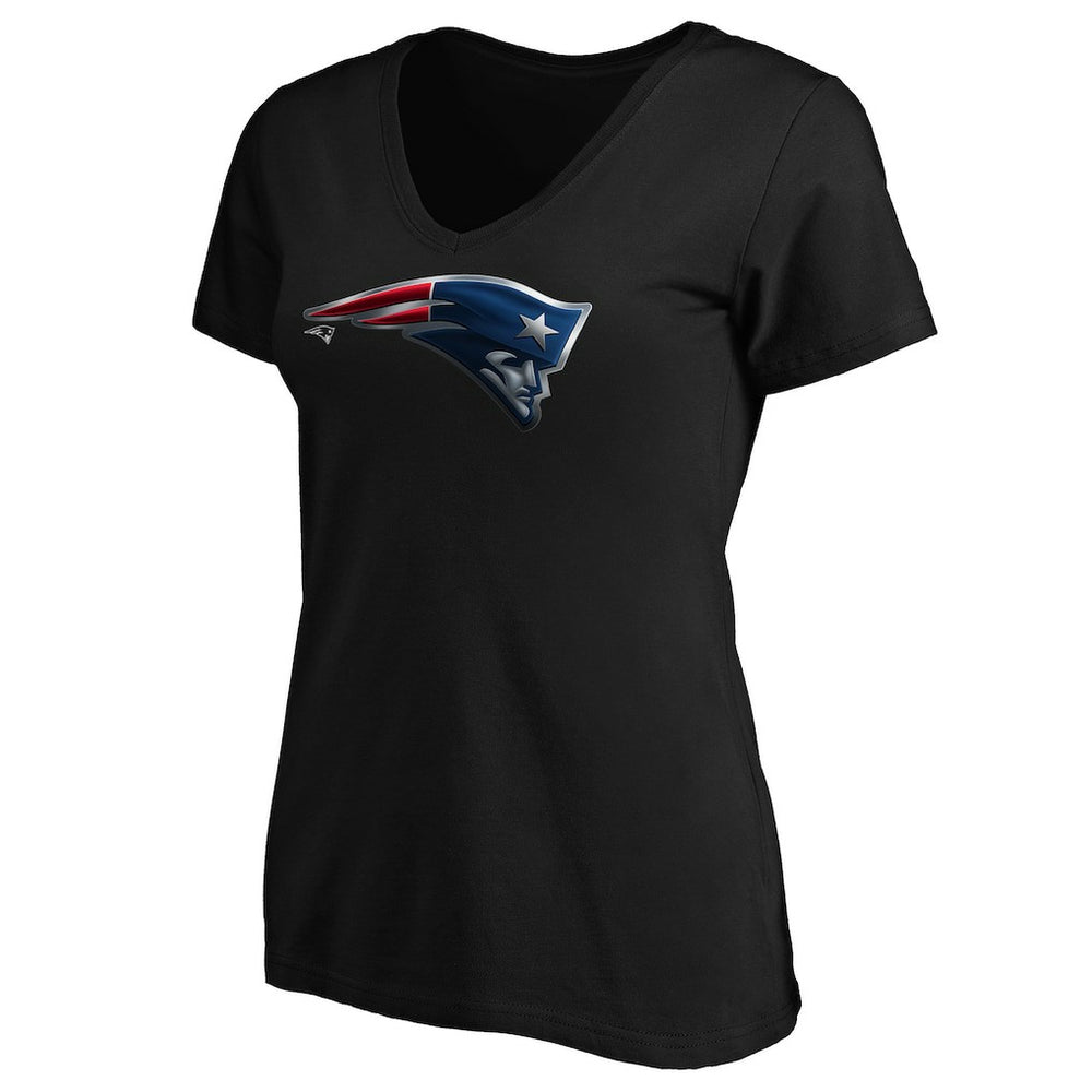 New England Patriots Women's Midnight Mascot Logo V-Neck T-Shirt Black - NFL