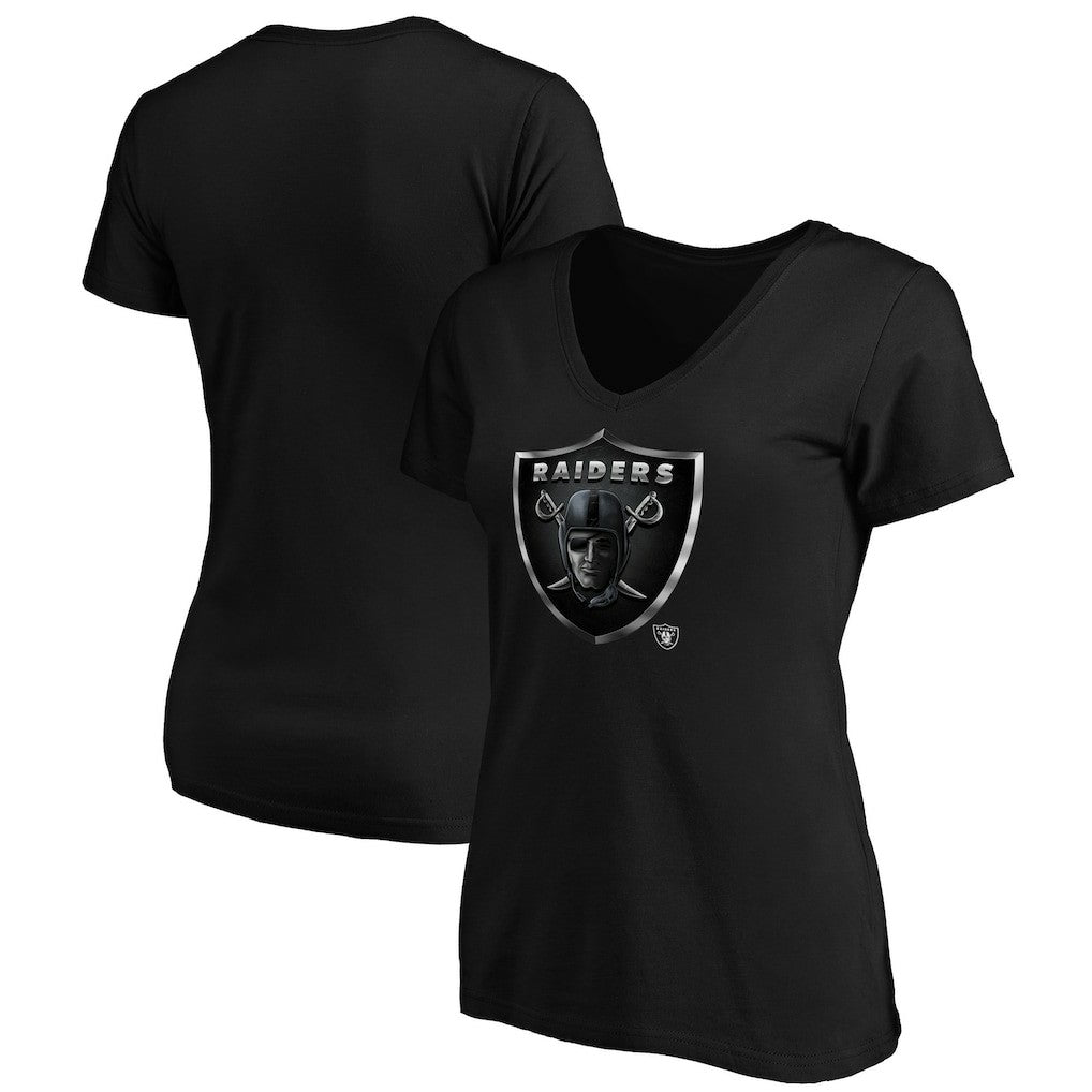Las Vegas Raiders Women's Midnight Mascot Logo V-Neck T-Shirt Black - NFL