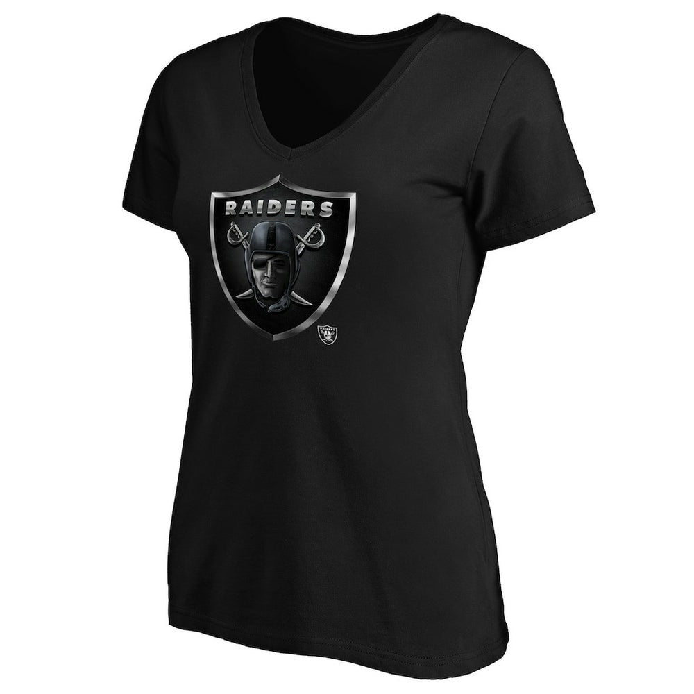 Las Vegas Raiders Women's Midnight Mascot Logo V-Neck T-Shirt Black - NFL