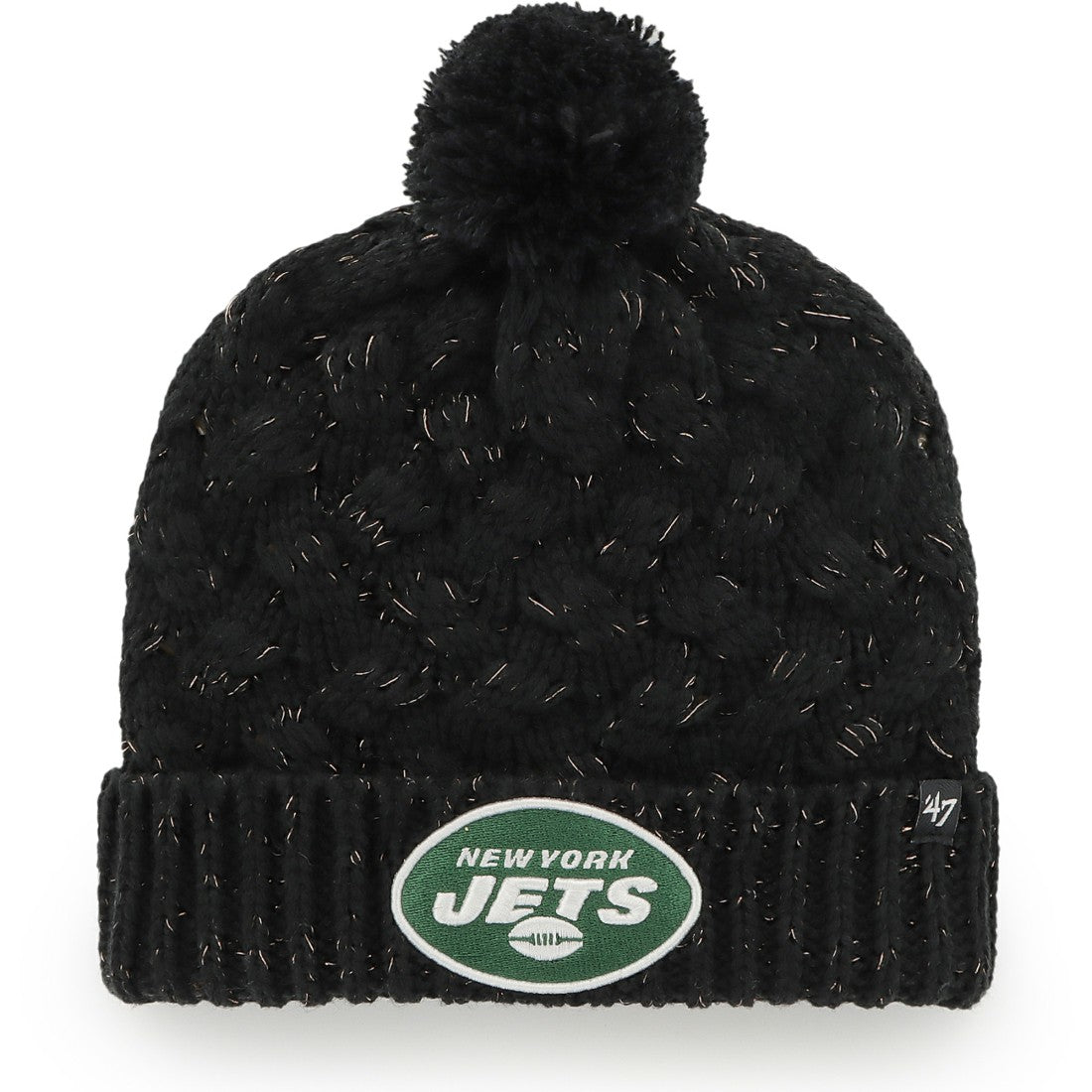 New York Jets '47 Women's Fiona Logo Cuffed Knit Hat with Pom Black - 47 brand
