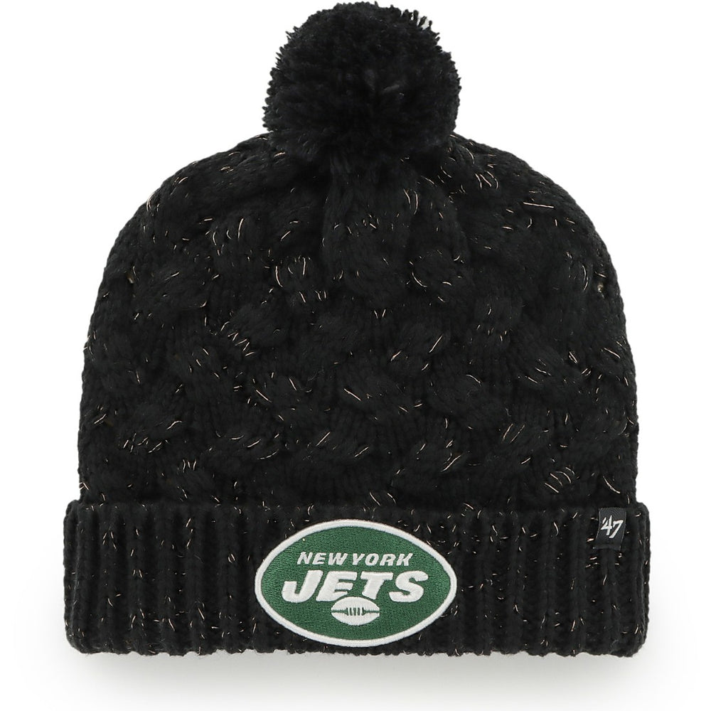 New York Jets '47 Women's Fiona Logo Cuffed Knit Hat with Pom Black - 47 brand