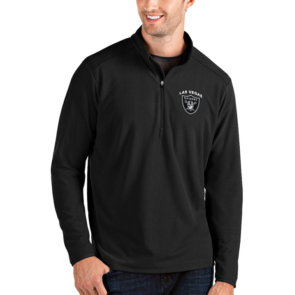 Las Vegas Raiders Antigua Glacier Quarter-Zip Pullover Jacket Black - NFL